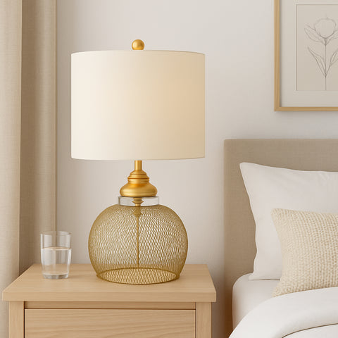 Urban Designs Eugenia Golden Metal Cage Table Lamp