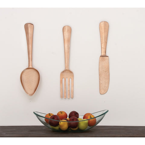 Urban Designs Aluminum 3-Piece English Utensil Wall Art - Copper Finish