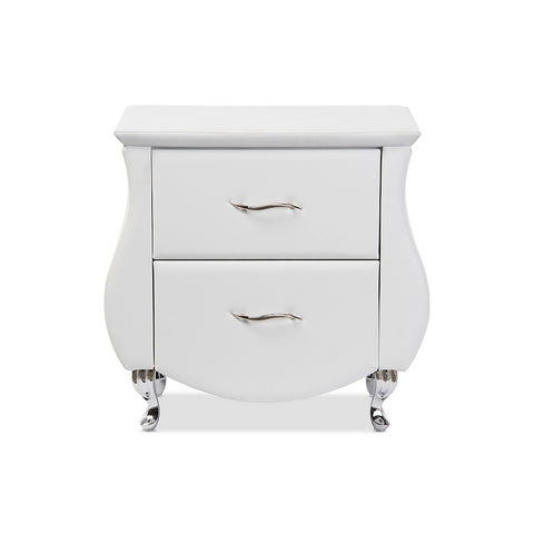 Urban Designs Erin Modern White Faux Leather Upholstered Nightstand
