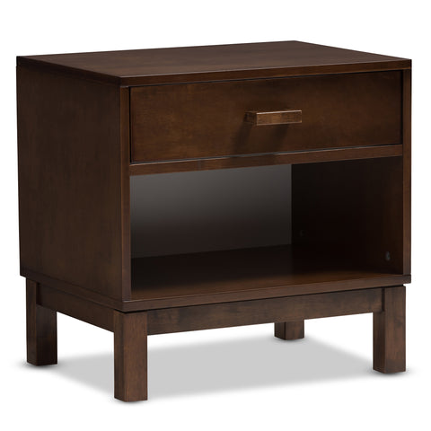 Urban Designs Reanne 1-Drawer Wood Nightstand with Shelf in Brown