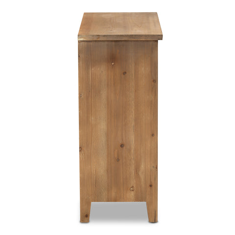 Urban Designs Claret Slatted 3-Drawer Wooden Chest - Oak Brown