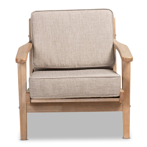 Urban Designs Seline Fabric Upholstered Wooden Armchair - Light Grey
