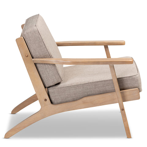 Urban Designs Seline Fabric Upholstered Wooden Armchair - Light Grey