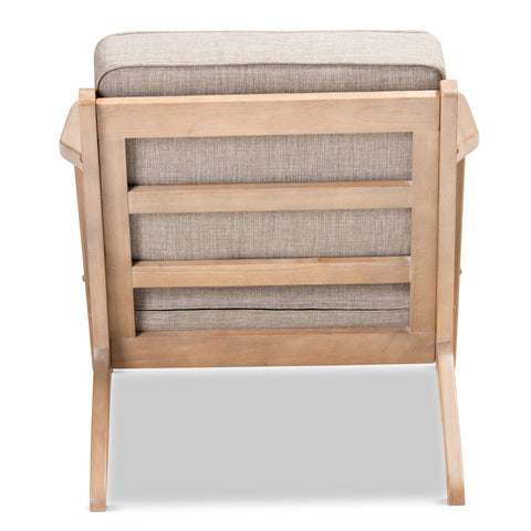 Urban Designs Seline Fabric Upholstered Wooden Armchair - Light Grey