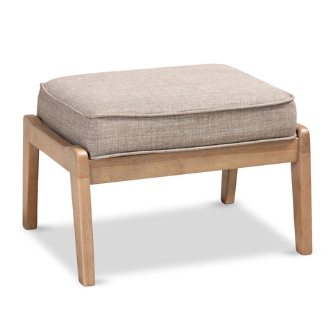 Urban Designs Seline Fabric Upholstered Wooden Armchair and Ottoman Set - Light Grey