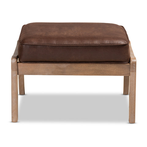 Urban Designs Seline Faux Leather Upholstered Wooden Ottoman - Dark Brown
