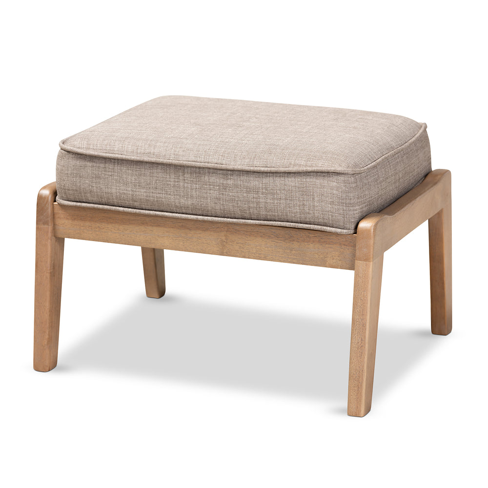 Urban Designs Seline Fabric Upholstered Wooden Ottoman - Light Grey