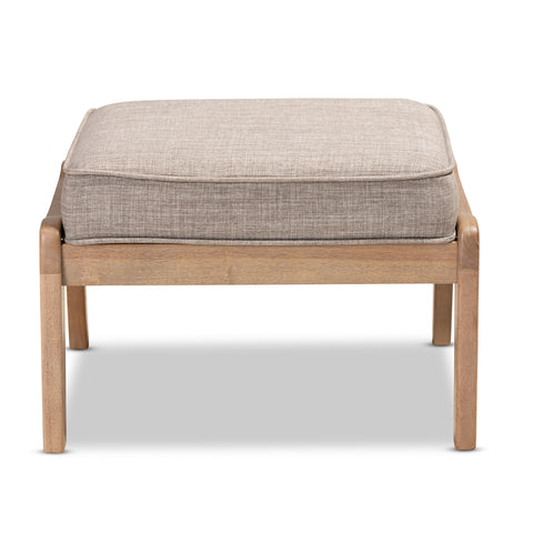 Urban Designs Seline Fabric Upholstered Wooden Ottoman - Light Grey