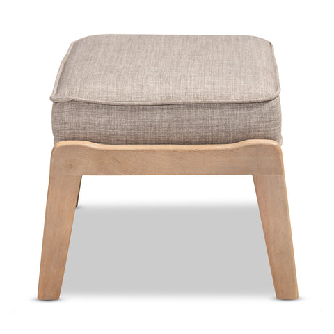Urban Designs Seline Fabric Upholstered Wooden Ottoman - Light Grey