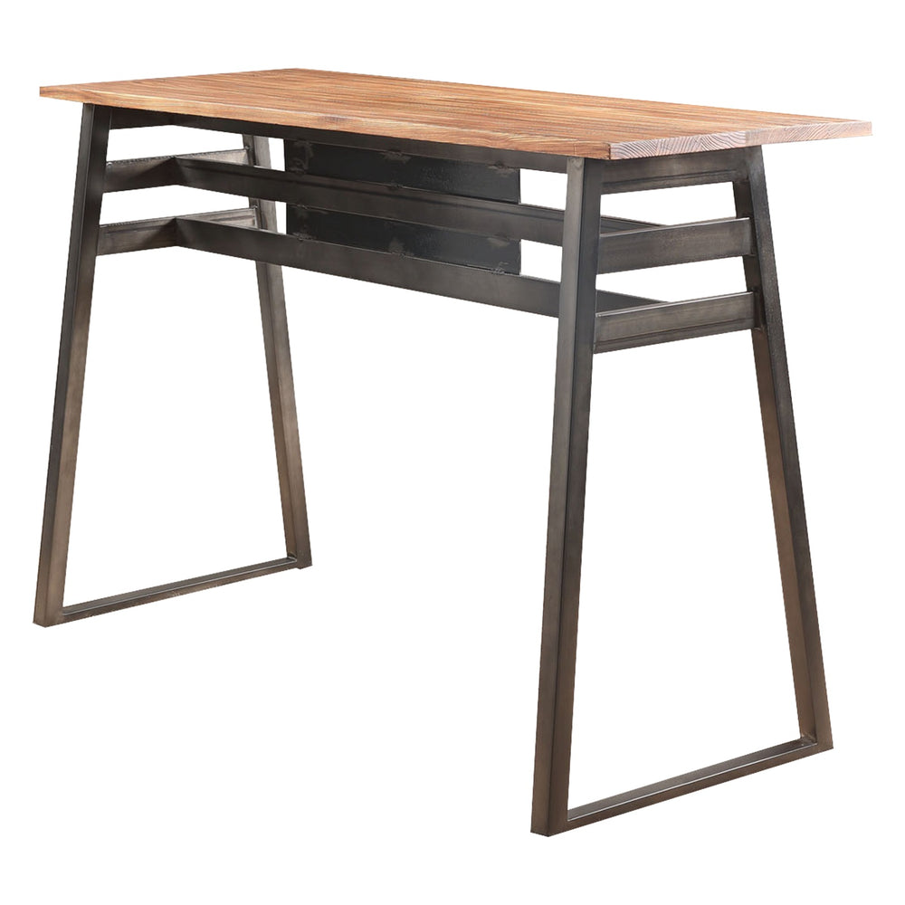Urban Designs 59" L Metal And Wood Bar Table In Natural and Gunmetal Finish