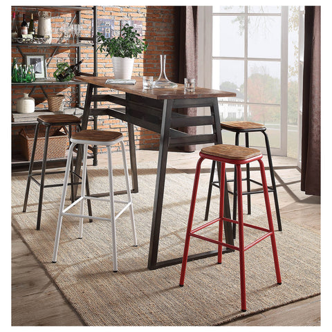 Urban Designs 59" L Metal And Wood Bar Table In Natural and Gunmetal Finish