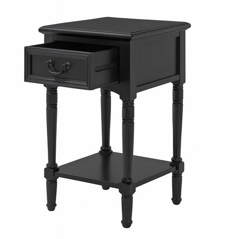 Urban Designs Wooden Accent Table / Nightstand with Drawer and Bottom Shelf – 29" H, 16" L x 16" W