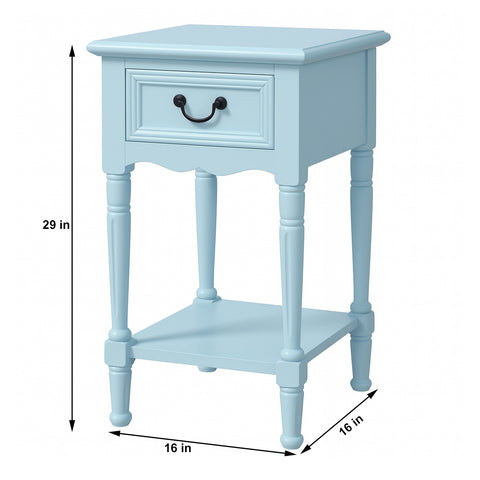 Urban Designs Wooden Accent Table / Nightstand with Drawer and Bottom Shelf – 29" H, 16" L x 16" W