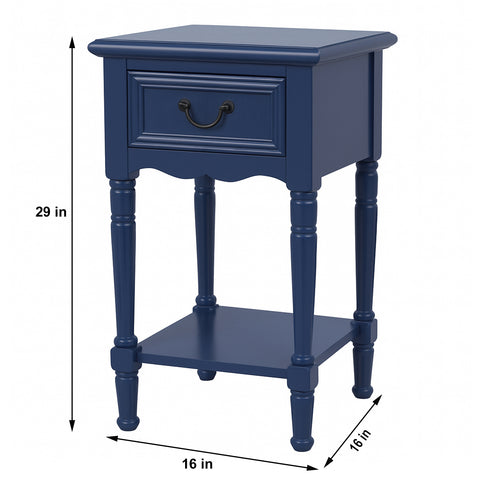 Urban Designs Wooden Accent Table / Nightstand with Drawer and Bottom Shelf – 29" H, 16" L x 16" W