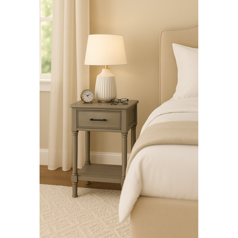 Urban Designs French Country End Accent Table With Storage - Grey
