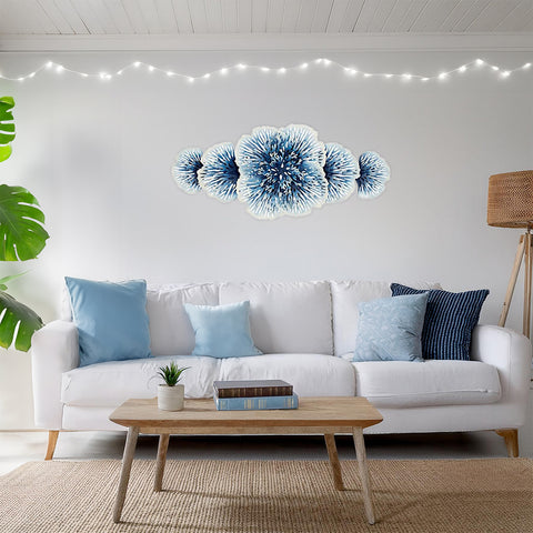 Urban Designs Coral Reef 38-Inch Coastal Decor Metal Wall Sculpture - Blue