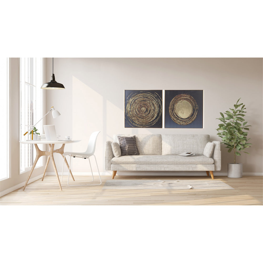 Urban Designs Manhattan Modern Abstract Black And Gold  31" W x 31" H Framed Wall Art Set of 2