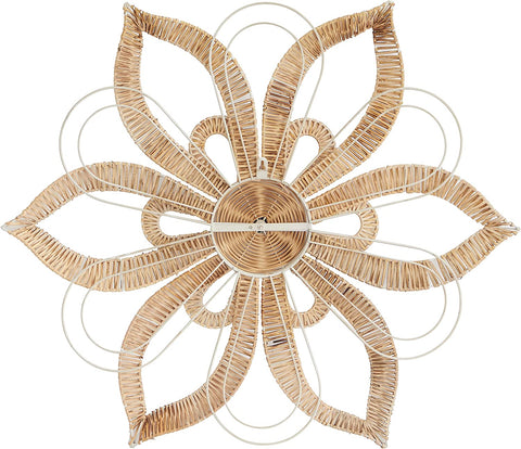 Urban Designs Light BrownNatural Finish 30" H x 30" W Hand Wrapped Rattan Flower Bloom Wall Décor