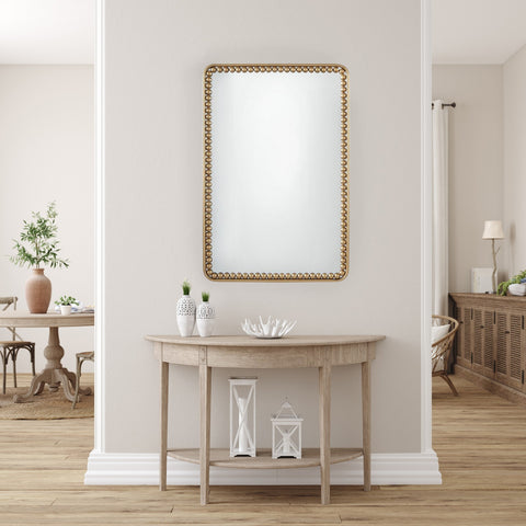 Urban Designs Beaded Beauty Gold Metal Frame Wall Mirror