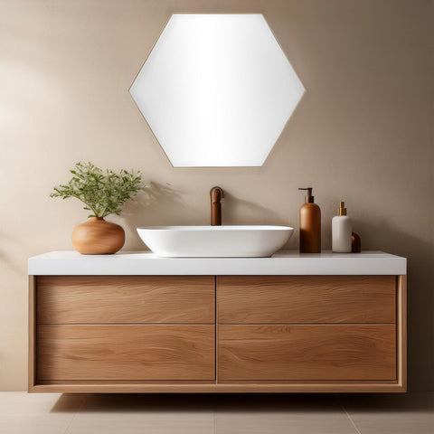 Urban Designs Harmony 40" x 35" Hexagon Shape Wall Mirror