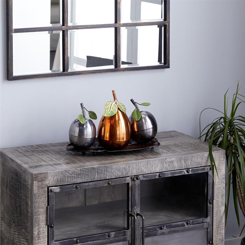 Urban Designs Glazed Metal Artificial Fruit Centerpiece Decor - Orange Silver
