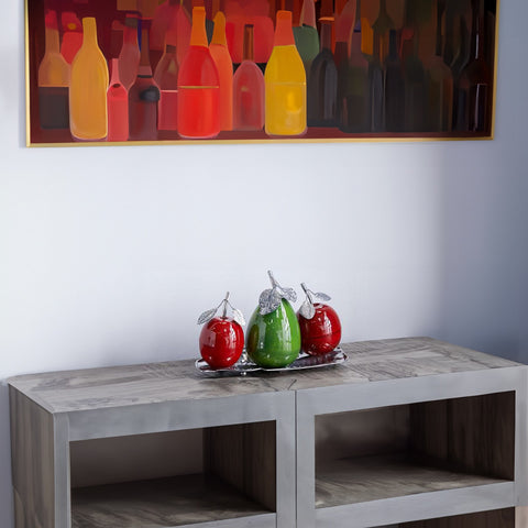 Urban Designs Delhi Glazed Metal Artificial Fruit Centerpiece Decor - Green Red