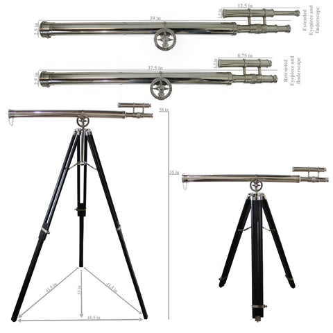 Urban Designs Antiqued Brass 58-inch Handcrafted Decorative Telescope