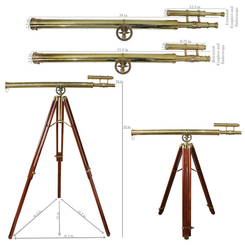 Urban Designs Antiqued Brass 58-inch Handcrafted Decorative Telescope
