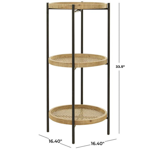 Urban Designs Contemporary Three-Tier Accent Table with Metal Frame