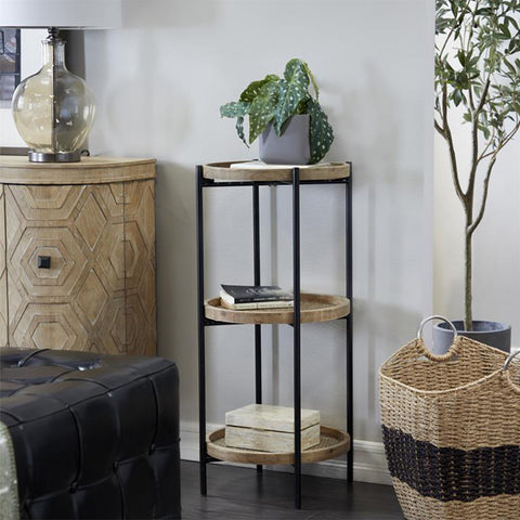 Urban Designs Contemporary Three-Tier Accent Table with Metal Frame