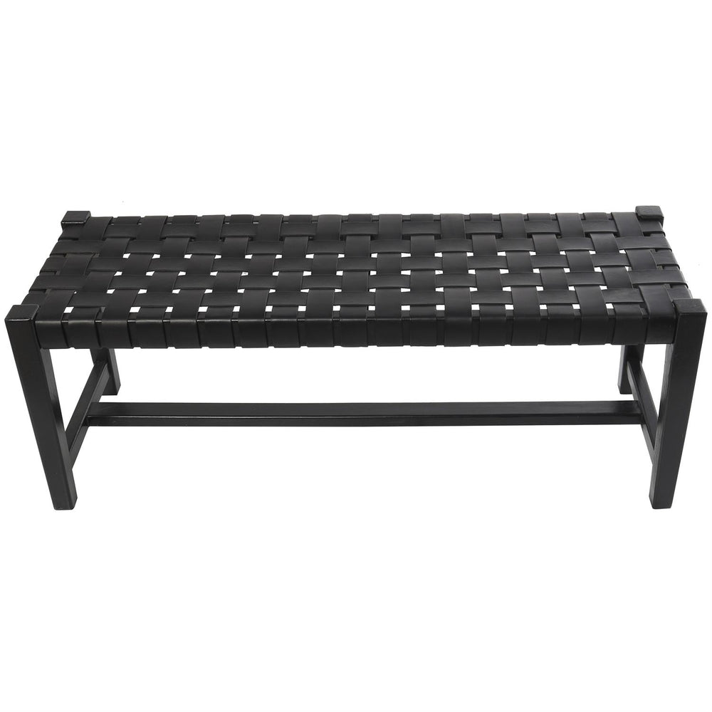 Urban Designs Handmade 47-Inch Solid Wood Bench with Genuine Leather Upholstery