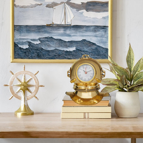 Urban Designs Mark V Style 8-Inch Decorative Diving Helmet with Clock