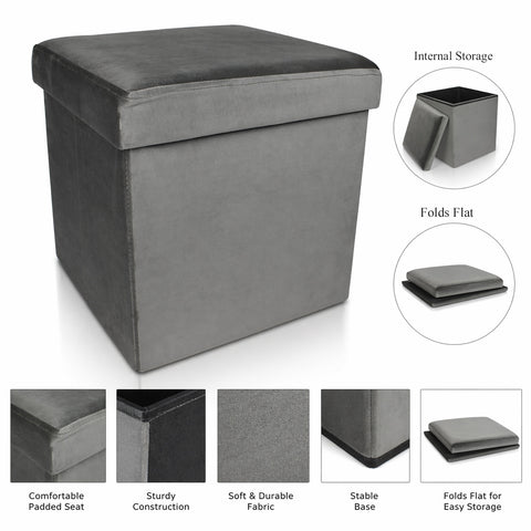 Urban Designs Modern Foldable Fabric Cube Storage Stool Ottoman