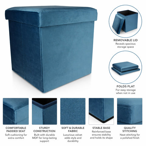 Urban Designs Modern Foldable Fabric Cube Storage Stool Ottoman