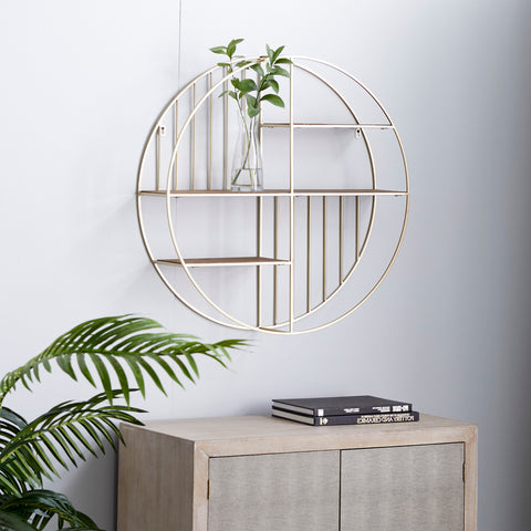 Urban Designs Open Floating Round Metal Decorative Wall Shelf