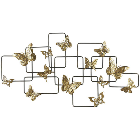 Urban Designs Abstract 42" x 23" Black Stained Gold Metal Butterfly Wall Decor