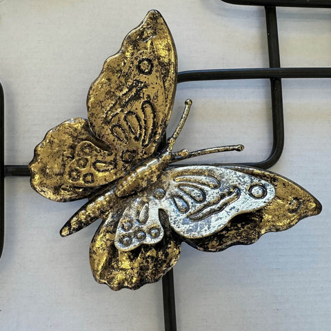 Urban Designs Abstract 42" x 23" Black Stained Gold Metal Butterfly Wall Decor