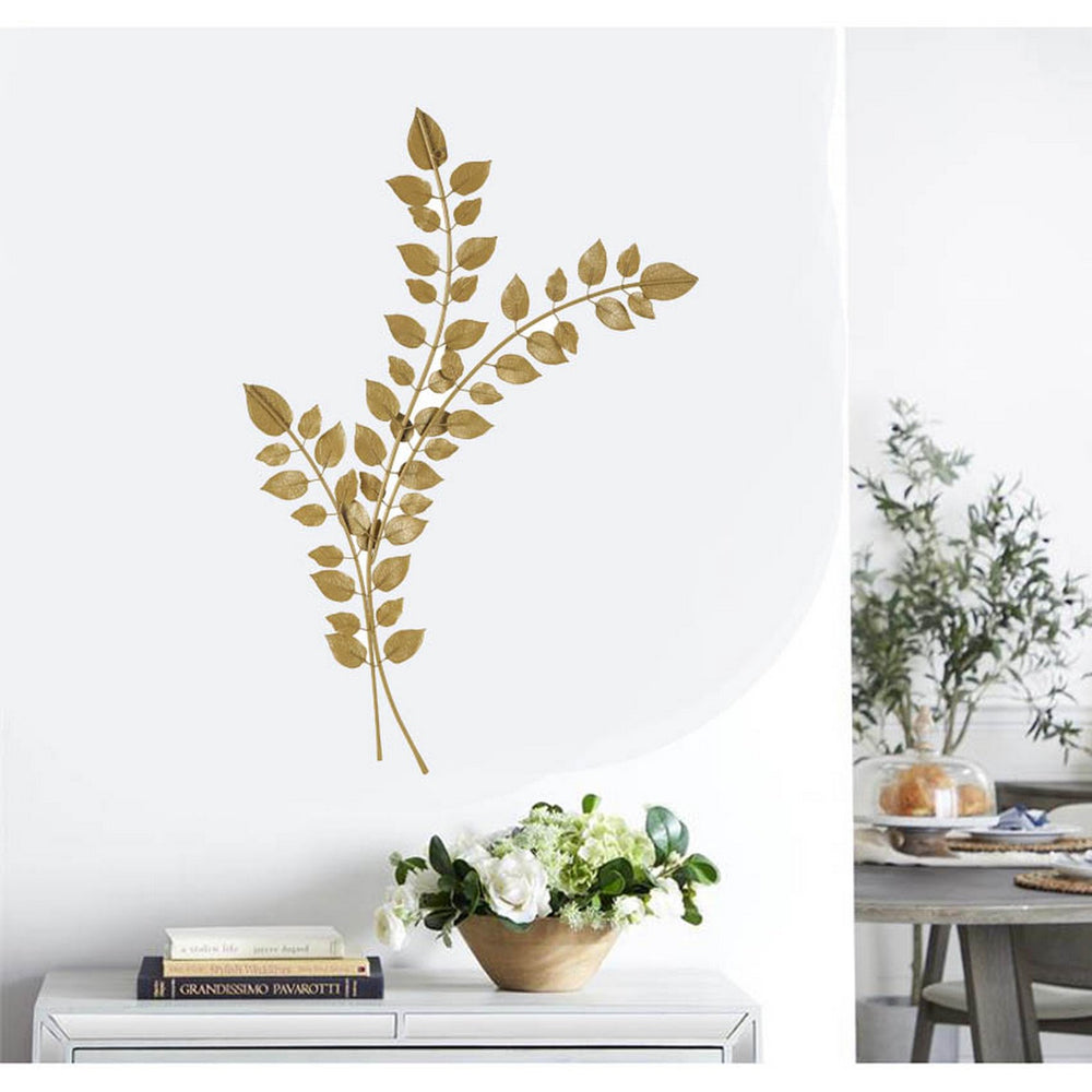 Urban Designs Graceful 39" High Gold Leaves Metal Wall Decor