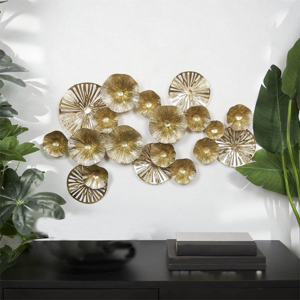 Urban Designs Lily Pad Symphony 29" Wide Modern Gold Metal Wall Art