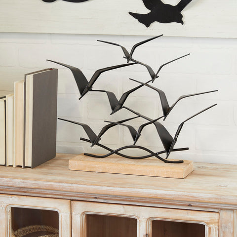 Urban Designs Unity 14-Inch Metal and Wood Flock Of Birds Tabletop Decor