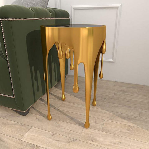 Urban Designs Melting Metal 25-Inch Metallic Drip Design Accent Table