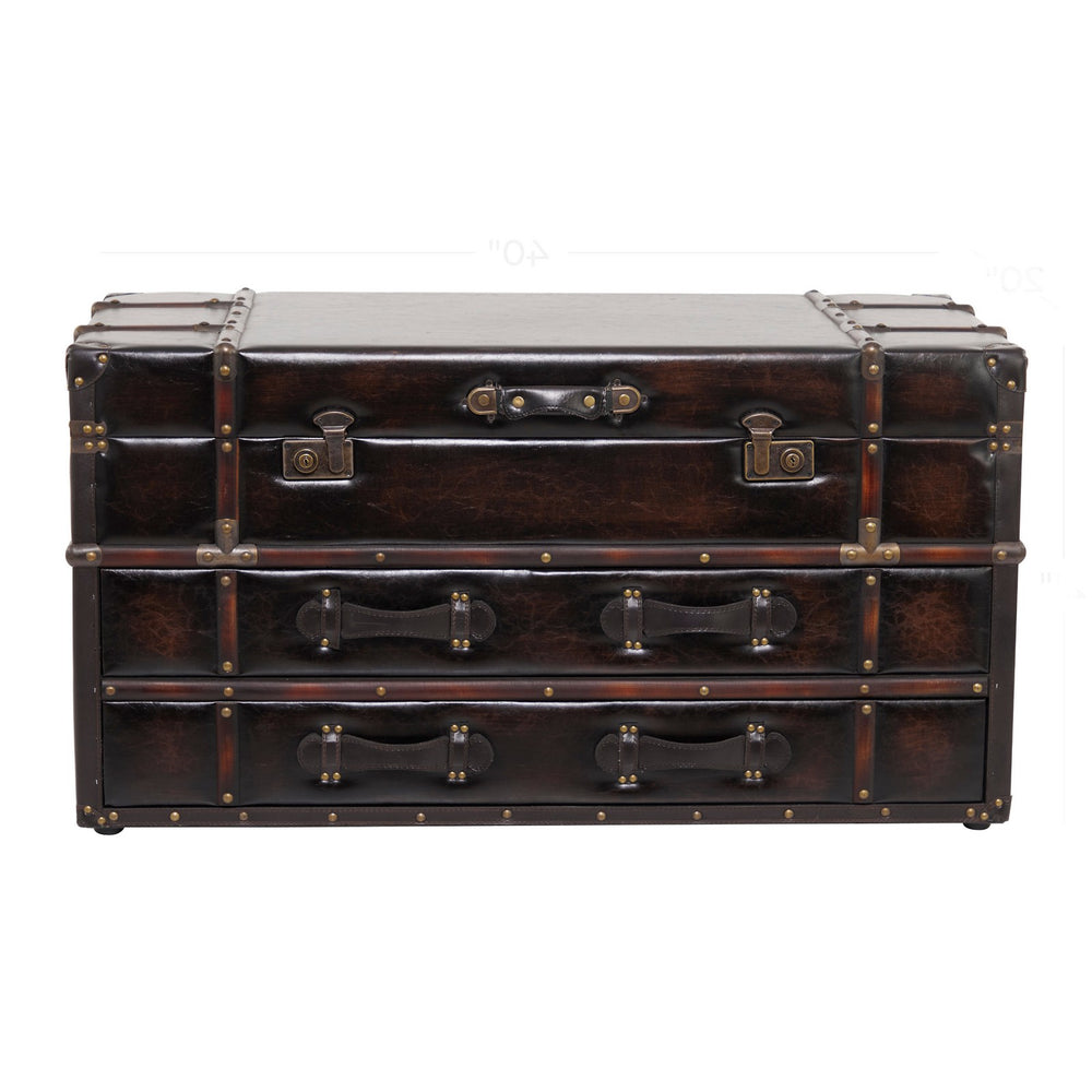 Urban Designs Heritage 40-Inch Espresso Faux Leather Trunk Design Coffee Table