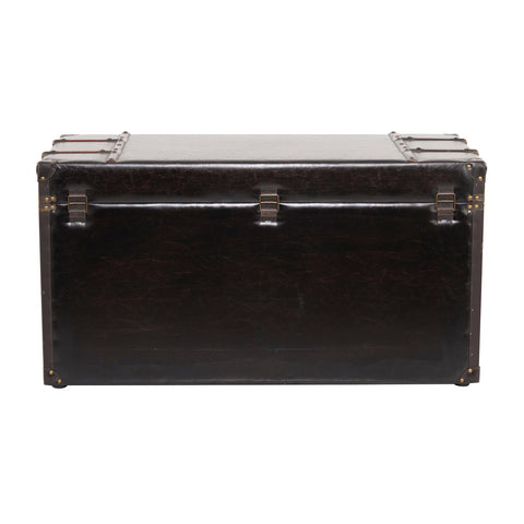 Urban Designs Heritage 40-Inch Espresso Faux Leather Trunk Design Coffee Table
