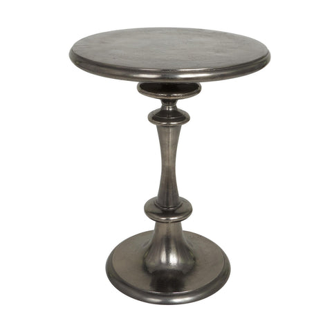 Urban Designs Midnight Pedestal 24" H x 17" W Solid Aluminum Round End Table