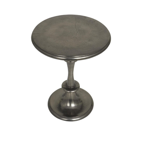 Urban Designs Midnight Pedestal 24" H x 17" W Solid Aluminum Round End Table