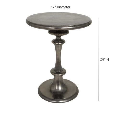 Urban Designs Midnight Pedestal 24" H x 17" W Solid Aluminum Round End Table