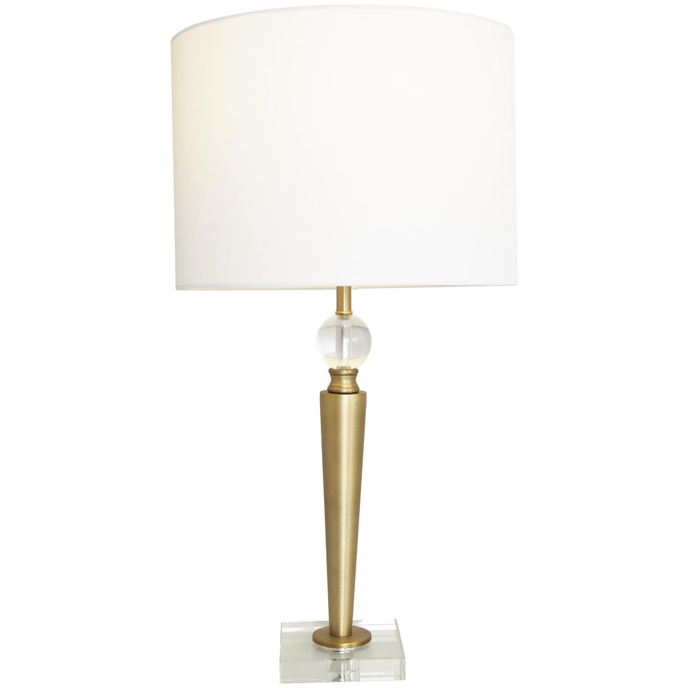 Urban Designs Vienna Brass and Glass Column Table Lamp with Full Spectrum