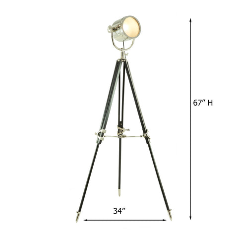 Urban Designs Hollywood Studio Celeblight 67" High Spot Light Tripod Floor Lamp - Silver