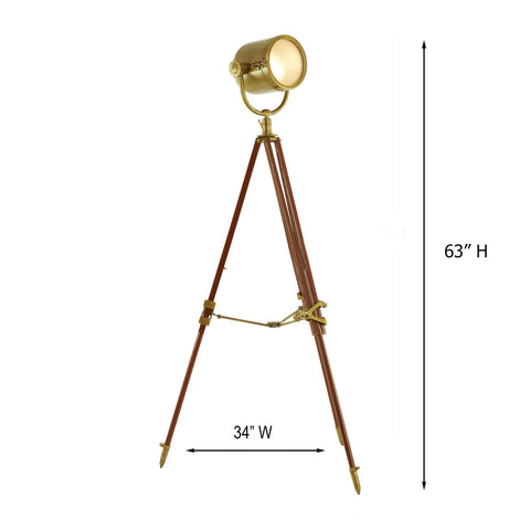 Urban Designs Hollywood Studio Celeblight 67" High Spot Light Tripod Floor Lamp - Brass