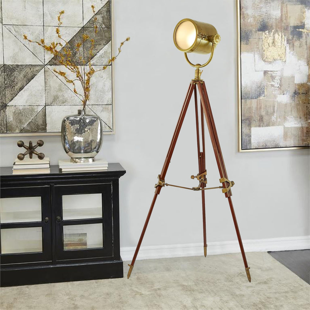 Urban Designs Hollywood Studio Celeblight 67" High Spot Light Tripod Floor Lamp - Brass